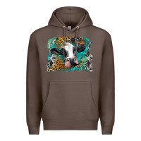 Coffee holstein cow leopard and western background Premium Hoodie - BarkalooDesign