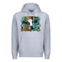 Heather Grey holstein cow leopard and western background Premium Hoodie - BarkalooDesign