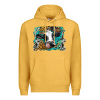 Mustard holstein cow leopard and western background Premium Hoodie - BarkalooDesign