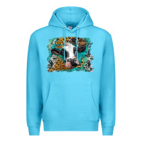 Ocean Blue holstein cow leopard and western background Premium Hoodie - BarkalooDesign