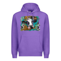Purple holstein cow leopard and western background Premium Hoodie - BarkalooDesign