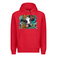 Red holstein cow leopard and western background Premium Hoodie - BarkalooDesign