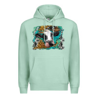 Seafoam holstein cow leopard and western background Premium Hoodie - BarkalooDesign