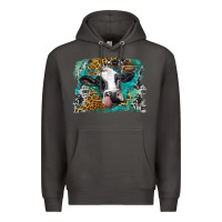 Smoke holstein cow leopard and western background Premium Hoodie - BarkalooDesign