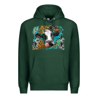 Sports Green holstein cow leopard and western background Premium Hoodie - BarkalooDesign