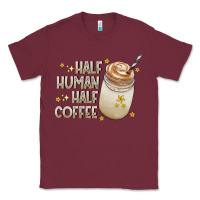 Burgundy Half Human Half Coffee Classic Tee - CowhideDigitalArt