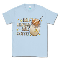 Dusty Blue Half Human Half Coffee Classic Tee - CowhideDigitalArt