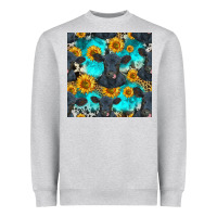 Heather Grey black angus and sunflowers seamless pattern Heavyweight Sweatshirt - HRA Design Shop