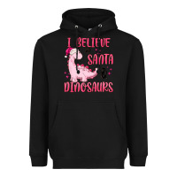 Black i believe in santa & dinosaurs pink Heavyweight Hoodie - MaliasSmallBusiness