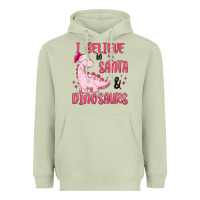 Matcha i believe in santa & dinosaurs pink Heavyweight Hoodie - MaliasSmallBusiness