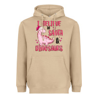 Mushroom i believe in santa & dinosaurs pink Heavyweight Hoodie - MaliasSmallBusiness