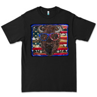 Black bison with american flag Premium Tee - RanaPortraitStore