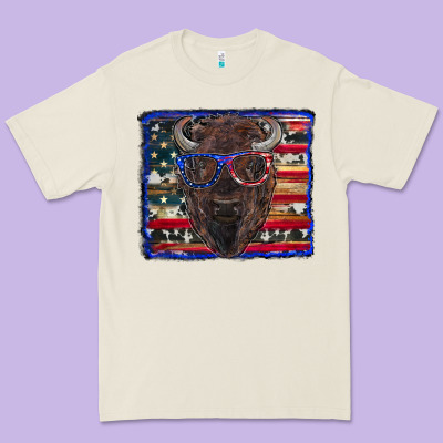 Bison With American Flag Premium Tee Designed By Ranaportraitstore