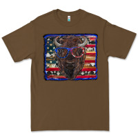 Cacao bison with american flag Premium Tee - RanaPortraitStore