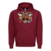 Burgundy autism awareness cow Zipper Hoodie - MaliasSmallBusiness