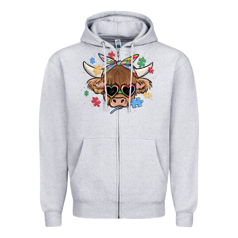 Autism Awareness Cow Zipper Hoodie by MaliasSmallBusiness | Teevron