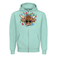 Seafoam autism awareness cow Zipper Hoodie - MaliasSmallBusiness