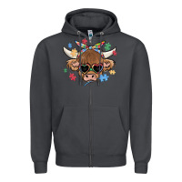 Smoke autism awareness cow Zipper Hoodie - MaliasSmallBusiness