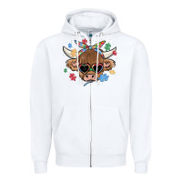 White autism awareness cow Zipper Hoodie - MaliasSmallBusiness