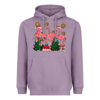 Lavender christmas flamingos Heavyweight Hoodie - MaliasSmallBusiness