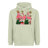 Matcha christmas flamingos Heavyweight Hoodie - MaliasSmallBusiness