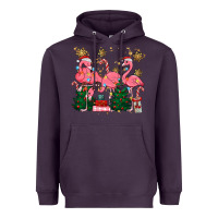 Plum christmas flamingos Heavyweight Hoodie - MaliasSmallBusiness