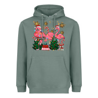 Sage christmas flamingos Heavyweight Hoodie - MaliasSmallBusiness