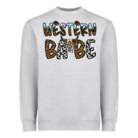 Heather Grey western babe Heavyweight Sweatshirt - CowhideDigitalArt