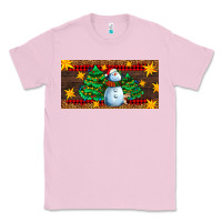 Bubblegum Pink christmas tree with snowman Classic Tee - AdoDesignShop