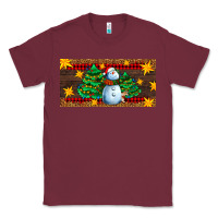 Burgundy christmas tree with snowman Classic Tee - AdoDesignShop