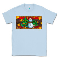 Dusty Blue christmas tree with snowman Classic Tee - AdoDesignShop
