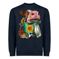 Navy Simmental Cow Coffee Cup Heavyweight Sweatshirt - FaDigitalArtStudio