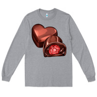 Heather Grey heart chocolate Long Sleeve Tee - AdoDesignShop