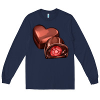 Navy heart chocolate Long Sleeve Tee - AdoDesignShop