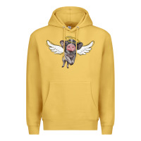 Antique Gold angel baby pig Premium Hoodie - BarkalooDesign