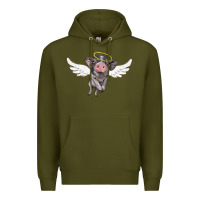 Army Green angel baby pig Premium Hoodie - BarkalooDesign