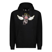 Black angel baby pig Premium Hoodie - BarkalooDesign