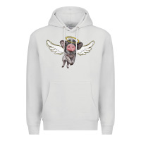 Dove Grey angel baby pig Premium Hoodie - BarkalooDesign