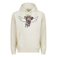 Oatmeal Heather angel baby pig Premium Hoodie - BarkalooDesign