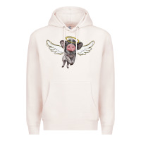 Pale Pink angel baby pig Premium Hoodie - BarkalooDesign