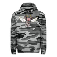 Slate Camo angel baby pig Premium Hoodie - BarkalooDesign