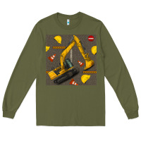 Army Green excavator seamless pattern Long Sleeve Tee - BundleAndBundleShop