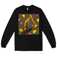 Black excavator seamless pattern Long Sleeve Tee - BundleAndBundleShop
