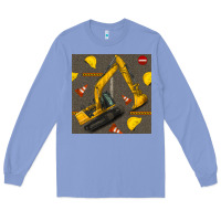 Colony Blue excavator seamless pattern Long Sleeve Tee - BundleAndBundleShop