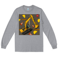 Heather Grey excavator seamless pattern Long Sleeve Tee - BundleAndBundleShop
