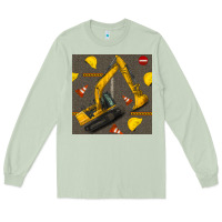 Matcha excavator seamless pattern Long Sleeve Tee - BundleAndBundleShop