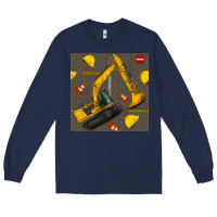Navy excavator seamless pattern Long Sleeve Tee - BundleAndBundleShop