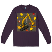 Plum excavator seamless pattern Long Sleeve Tee - BundleAndBundleShop