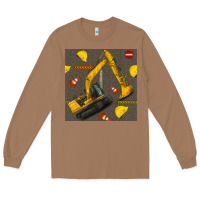 Toasted Coconut excavator seamless pattern Long Sleeve Tee - BundleAndBundleShop
