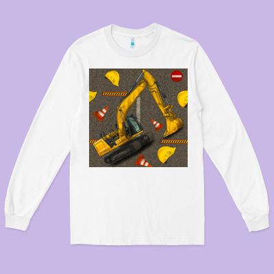 Excavator Seamless Pattern Long Sleeve Tee Designed By Bundleandbundleshop